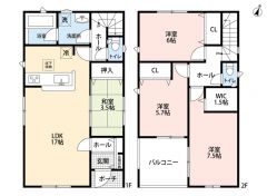 リビングは隣接の和室を合わせると20帖以上の開放感あふれる空間です。 2階は洋室が3部屋あるので、お子様が大きくなっても安心ですね＾＾ウォークインクローゼット有＾＾