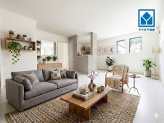 画像はCGによるイメージです。おしゃれなキッチンを中心とした開放的なリビング。お友達や親せきをお招きするのも楽しみです＾＾