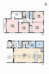 4LDK　LDK16.6帖　キッチンにはパントリー完備