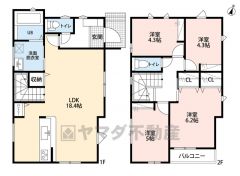 4LDK　LDK18.4帖　2Fは4洋室