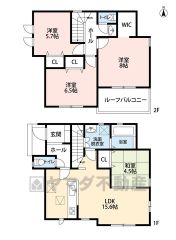 1階はLDKと和室を合わせると約20帖の空間＾＾2階には3洋室＾＾