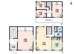 LDK　リビング広々23帖　リビングと隣接する和室を合わせると30帖以上の大空間　全居室2面採光　南面バルコニー　全居室収納有