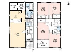3号棟:4LDK　パントリー　家事スペース　LDK19帖　P4台確保