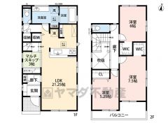 3LDK　マルチスキップ　2洋室にはWIC付き