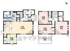 リビングと隣接する洋和室を合わせると22．7帖の広々空間。 2階全居室6帖以上。バルコニーも6帖＾＾ WICやSCLなど収納豊富＾＾