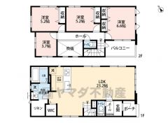 リビング広々23.2帖。WIC。オールフローリング。家族が顔を合わせやすいリビング階段＾＾