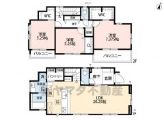 3LDK　2WIC　パントリー　カースペース2台