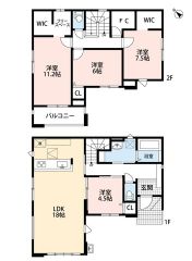 お掃除しやすいオールフローリング　リビング　隣接する洋室を合わせると22.5帖の広々空間　2階全居室6帖以上　WIC2、ファミリークローク有
