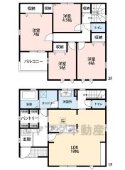 2号棟　4LDK　LDKは広々とした18帖　2Ｆは4洋室
