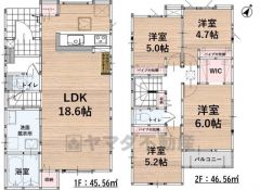 4LDK　LDKは18.6帖　2F　4洋室　主寝室にはウォークインクローゼット完備＾＾