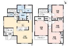 お掃除しやすいオールフローリング。全居室収納付き＾＾ パントリーやリビング収納、ホール収納有＾＾