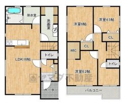 3LDK ロフト付き　主寝室にはWIC付き