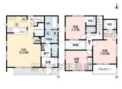 1階は約18.25帖のLDK、吹き抜け＆折り上げ天井で開放感のある空間＾＾ 2階には3洋室、WICは2ヶ所＾＾