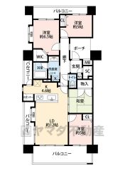 4LDK（3洋室16.6帖　6.5帖　5帖2部屋 和室4.5帖）