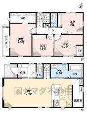 4LDK　全居室収納付き　主寝室にはウォークインクローゼット完備