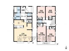 オールフローリング4LDK。1階は約17帖のLDK、2階には4洋室＾＾
