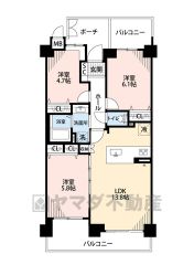 3LDK＾＾全居室収納スペース付きの充実した間取り＾＾