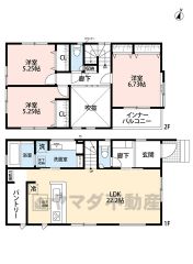 3LDK　WIC　パントリー　カースペース2台