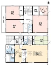 4LDK　3帖のタタミコーナー　 カースペースは2台(車種による)