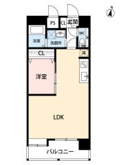 1LDK　2クローゼット 開放感のあるゆったりLDK