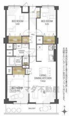 南向き。7階建て6階部分。オールフローリング。全居室収納付き＾＾