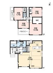 リビング広々24.5帖＆床暖房付き＾＾リビング階段＾＾ オールフローリング。WIC、備蓄倉庫有＾＾
