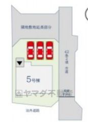 3方向が道路の角地物件です。