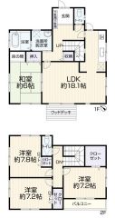 4ＬＤＫ、全居室収納付きでゆとりのある暮らしが実現。2階は洋室が3部屋あるので、お子様が大きくなっても安心ですね＾＾