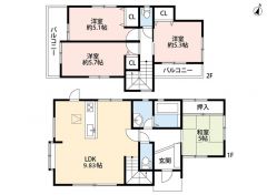 玄関から直接ゲストをお通しできる独立型和室が含まれた4LDK。2階は洋室が3部屋あるので、お子様が大きくなっても安心ですね＾＾