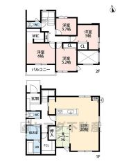 4LDK・ファミリークローク・WIC・カースペース3台分。
