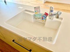 色も形もキレイなシンクは、広さも確保しているので、大きめの鍋も簡単に洗えます＾＾