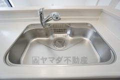 広々とした凸型シンクに洗剤ポケットを標準装備。大きなお鍋など洗いやすいです。