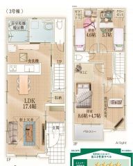 2階洋室13.3帖＾＾間仕切対応で4LDK可＾＾全居室収納スペース確保＾＾