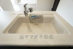 色も形もキレイなシンクは、広さも確保しているので、大きめの鍋も簡単に洗えます＾＾