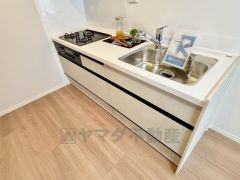 収納も、作業スペースも広々と設けられた使いやすいシステムキッチンです＾＾