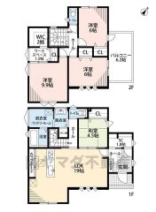 リビングと隣接する洋和室を合わせると23．5帖の広々空間。ご家族とのコミュニケーションが自然と増えるリビングスルー階段＾＾2階全居室広々6帖以上。ランドリールームやSCLなど収納豊富＾＾