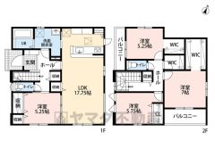 4LDK　2Fには2WIC　ファミリークローク