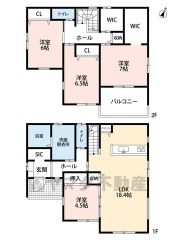 収納充実。SIC・パントリー・WIC・ファミリークローク。リビング18.4帖。お掃除しやすいオールフローリング＾＾