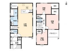 3LDK　2WIC　キッチン横にはパントリー付き