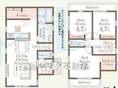 3LDK。キッチンには大型ストレージ付き。