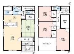 ご家族と顔を合わせる機会が増えるリビングスルー階段＾＾ 2階全室2面採光＆南面バルコニー＾＾ あると便利な納戸付き＾＾