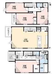 1階は1部屋、2階はリビング、3階にはゆったりの3部屋あるので、ゆとりの暮らしが実現。