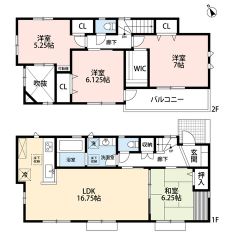 全居室、南向き。和室の含んだ4LDKで、土地面積が51坪以上なので、お部屋はゆったり設計です。