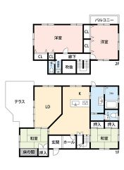 ぜひお問い合わせください。LDKに和室2部屋が隣接した4LDK　テラスや吹抜けを備え、各居室の収納スペースも充実した間取りです。