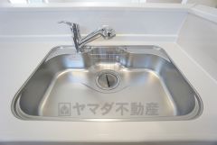 広々とした凸型シンクに洗剤ポケットを標準装備。大きなお鍋など洗いやすいです。