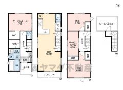 2LDKにサービスルーム2部屋付き