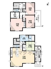 リビングと隣接する洋和室を合わせると24．5帖の広々空間。 2階全居室広々6帖以上。2階9帖の洋室はカウンター付き＾＾ WICやSCL、リネン庫など収納豊富＾＾
