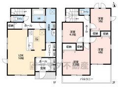 4LDK。全室収納付き。都市ガス物件です＾＾