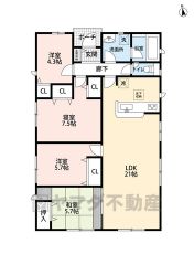 平屋。上下の移動がないので生活動線が効率的＾＾ リビング広々21帖＾＾全居室収納有＾＾