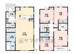 1階は18帖のLDK。リビング階段採用＾＾2階には4洋室。南向きのバルコニー＾＾